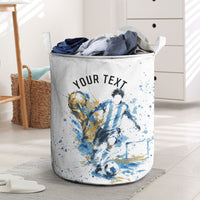 Personalized Argentina Football La Seleccion Laundry Basket Watercolor Splatter World Soccer Art