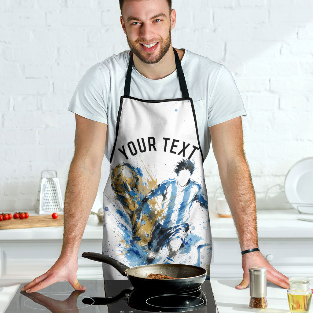 Personalized Argentina Football La Seleccion Apron Watercolor Splatter World Soccer Art