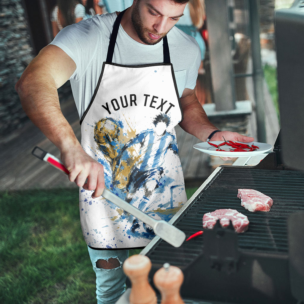Personalized Argentina Football La Seleccion Apron Watercolor Splatter World Soccer Art