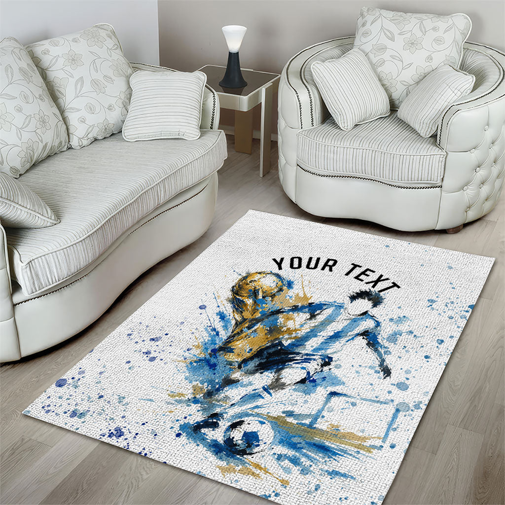 Personalized Argentina Football La Seleccion Area Rug Watercolor Splatter World Soccer Art