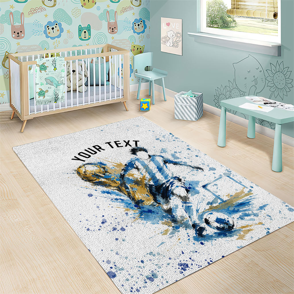 Personalized Argentina Football La Seleccion Area Rug Watercolor Splatter World Soccer Art