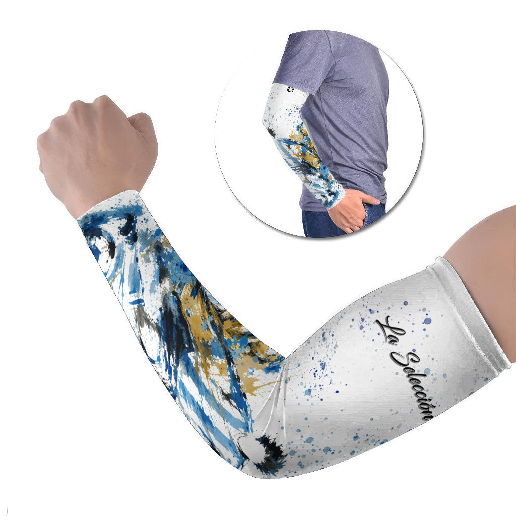 Personalized Argentina Football La Seleccion Arm Sleeves Watercolor Splatter World Soccer Art