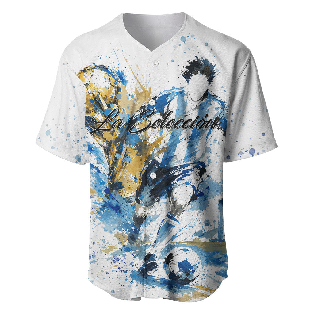 Personalized Argentina Football La Seleccion Baseball Jersey Watercolor Splatter World Soccer Art