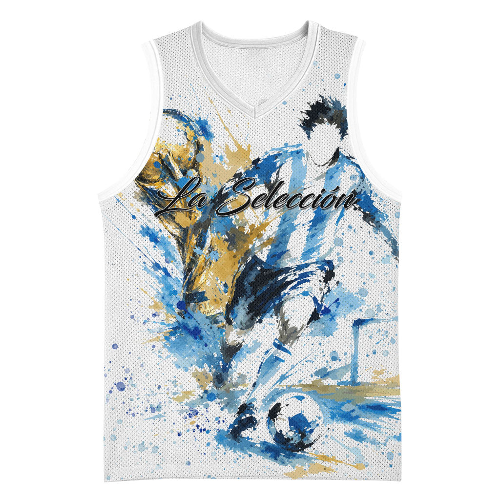 Personalized Argentina Football La Seleccion Basketball Jersey Watercolor Splatter World Soccer Art