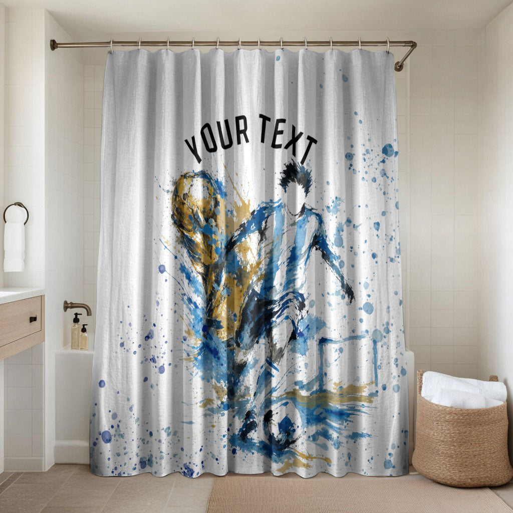 Personalized Argentina Football La Seleccion Bathroom Set Watercolor Splatter World Soccer Art