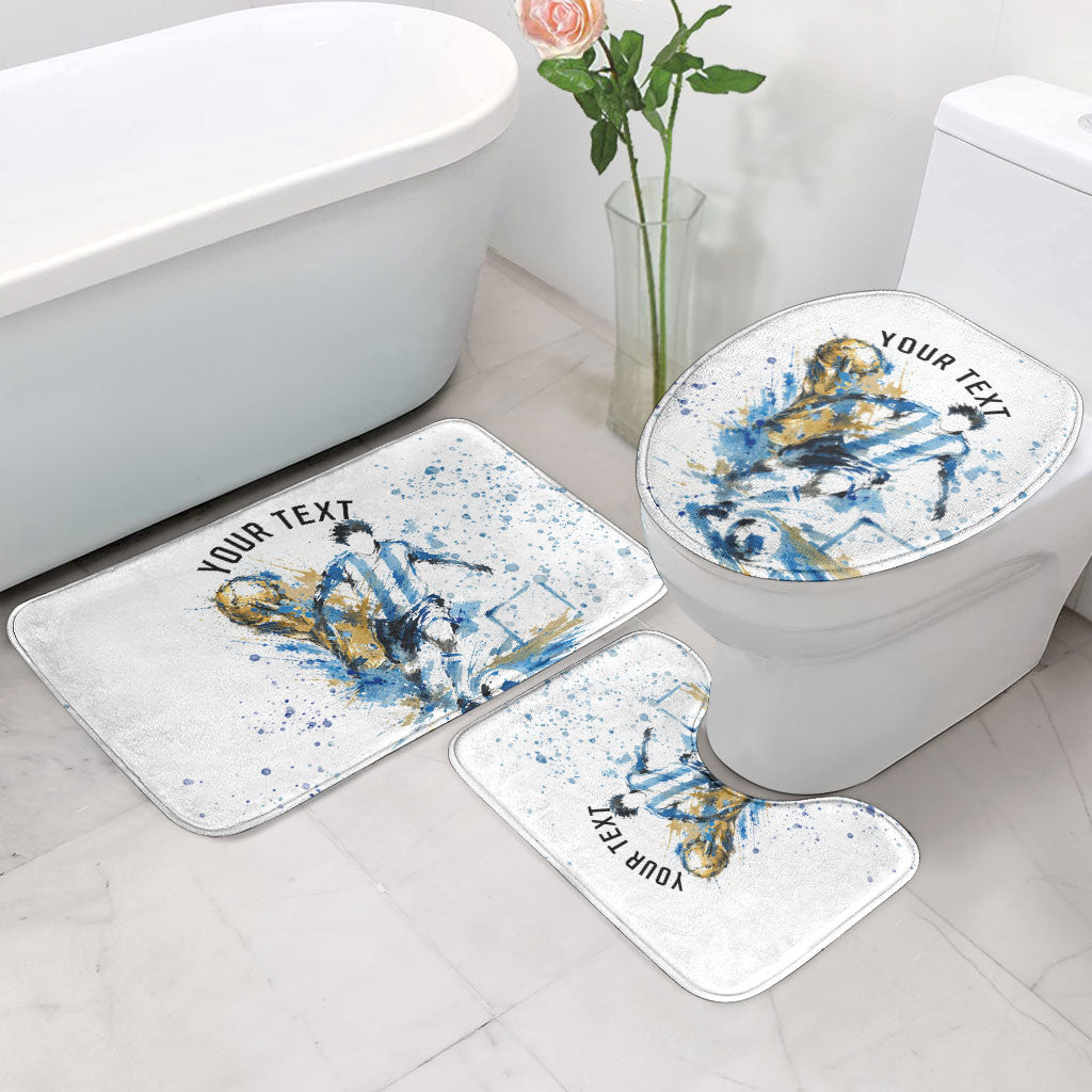 Personalized Argentina Football La Seleccion Bathroom Set Watercolor Splatter World Soccer Art