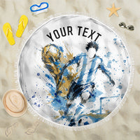 Personalized Argentina Football La Seleccion Beach Blanket Watercolor Splatter World Soccer Art