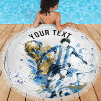 Personalized Argentina Football La Seleccion Beach Blanket Watercolor Splatter World Soccer Art