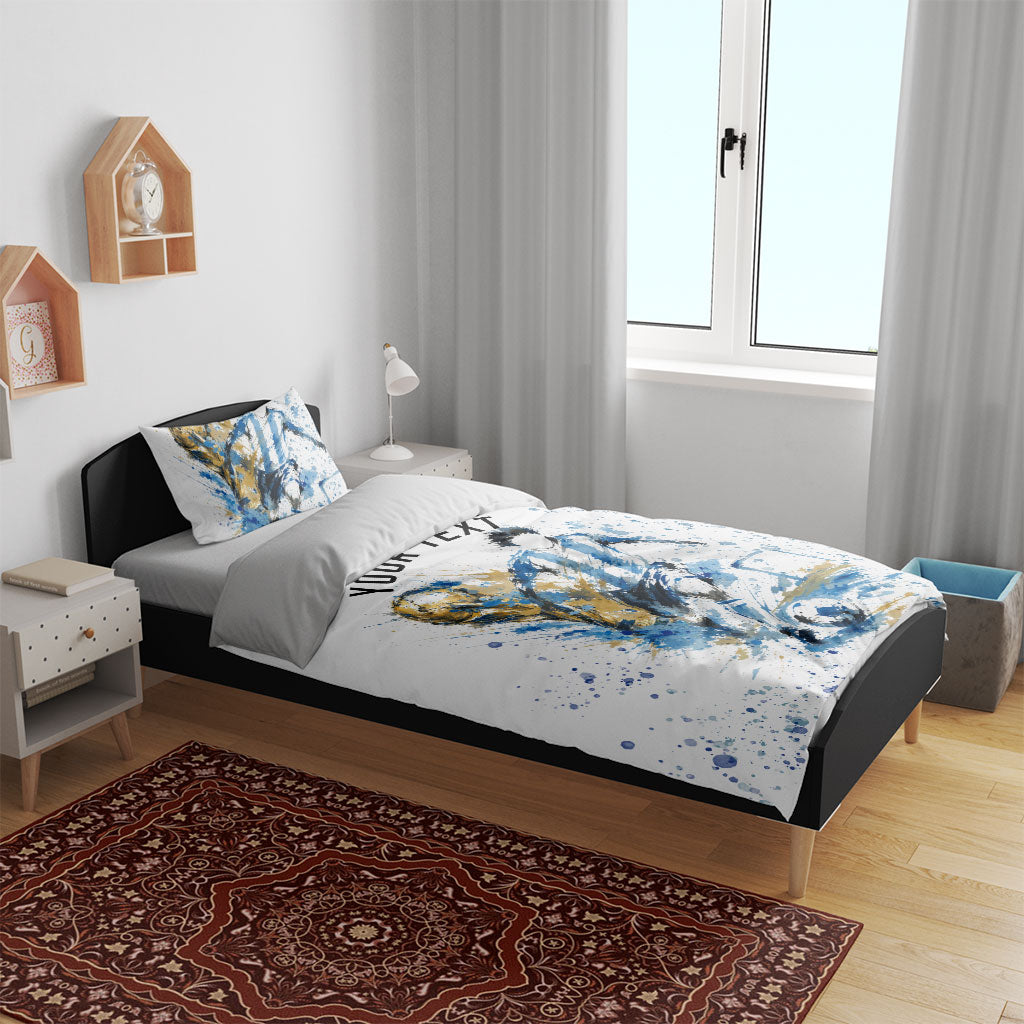 Personalized Argentina Football La Seleccion Bedding Set Watercolor Splatter World Soccer Art