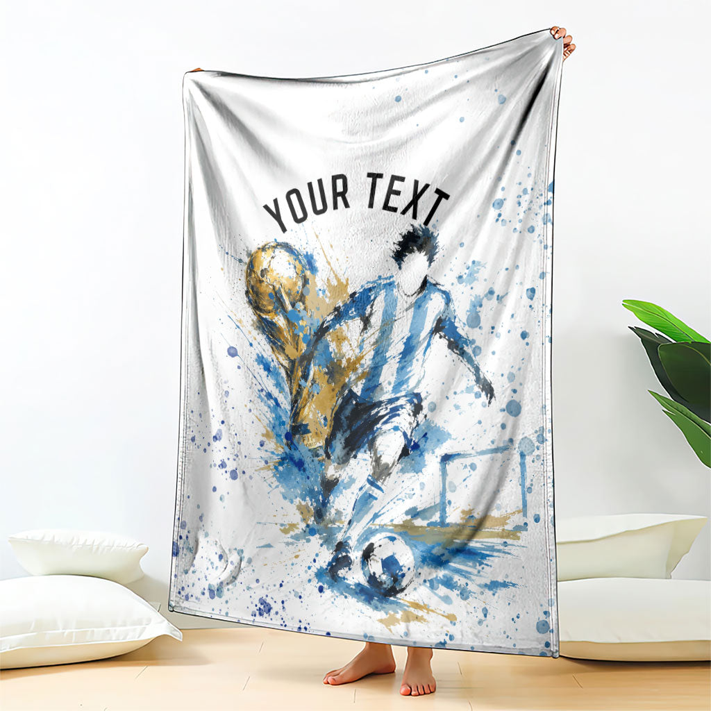 Personalized Argentina Football La Seleccion Blanket Watercolor Splatter World Soccer Art