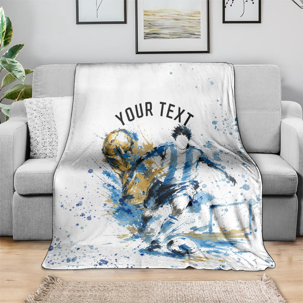 Personalized Argentina Football La Seleccion Blanket Watercolor Splatter World Soccer Art