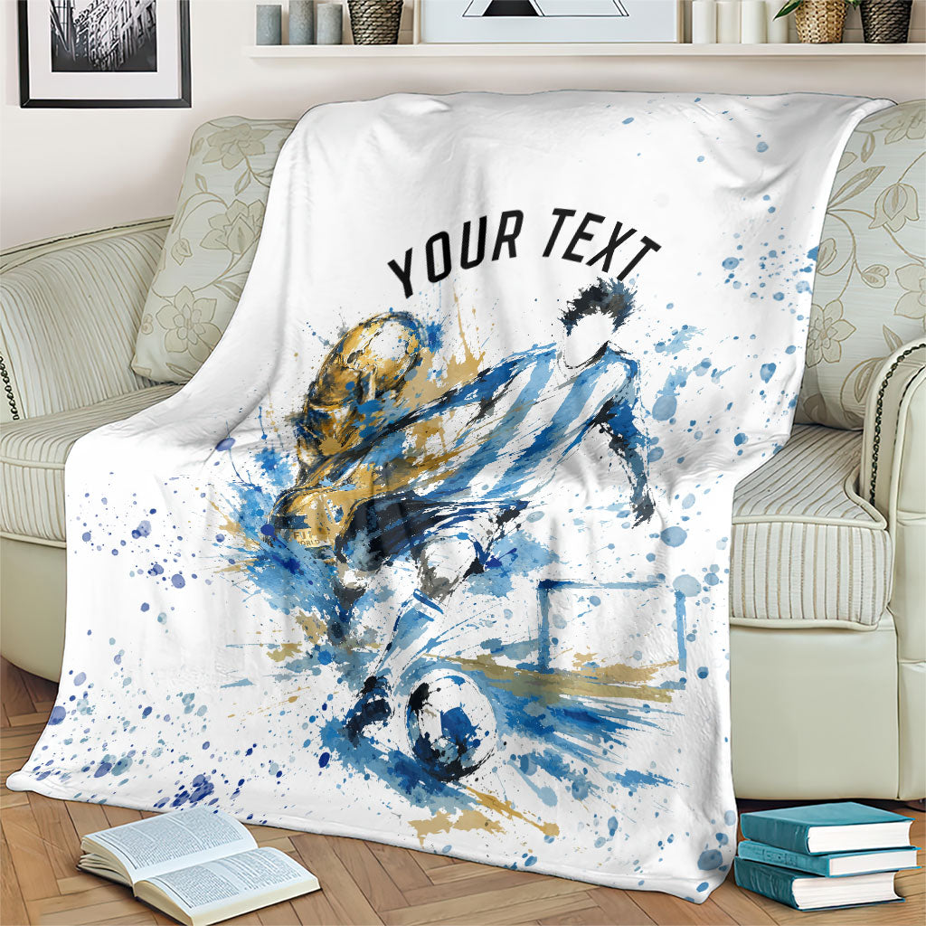 Personalized Argentina Football La Seleccion Blanket Watercolor Splatter World Soccer Art