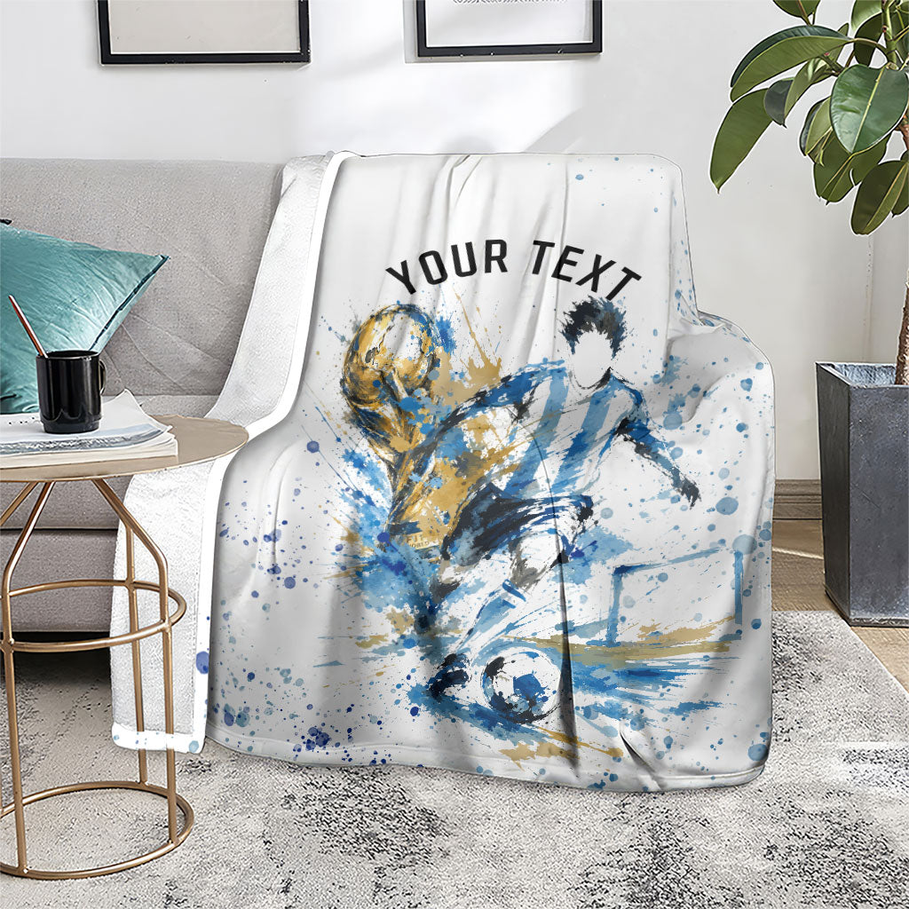 Personalized Argentina Football La Seleccion Blanket Watercolor Splatter World Soccer Art