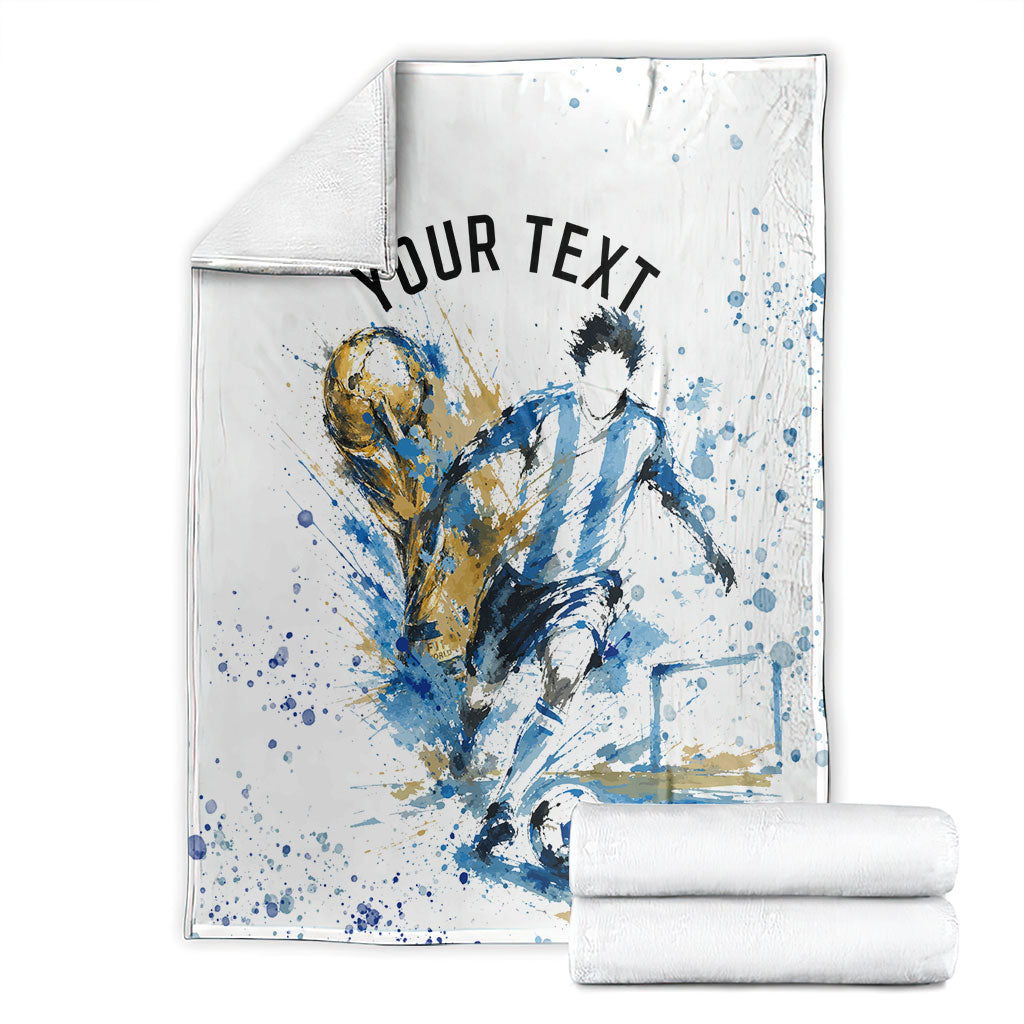 Personalized Argentina Football La Seleccion Blanket Watercolor Splatter World Soccer Art