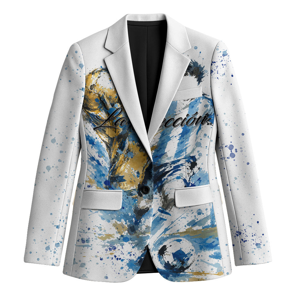 Personalized Argentina Football La Seleccion Blazer Watercolor Splatter World Soccer Art
