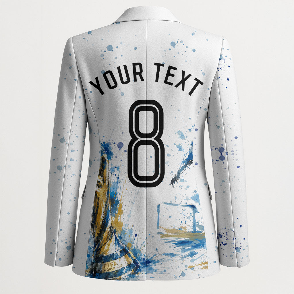 Personalized Argentina Football La Seleccion Blazer Watercolor Splatter World Soccer Art