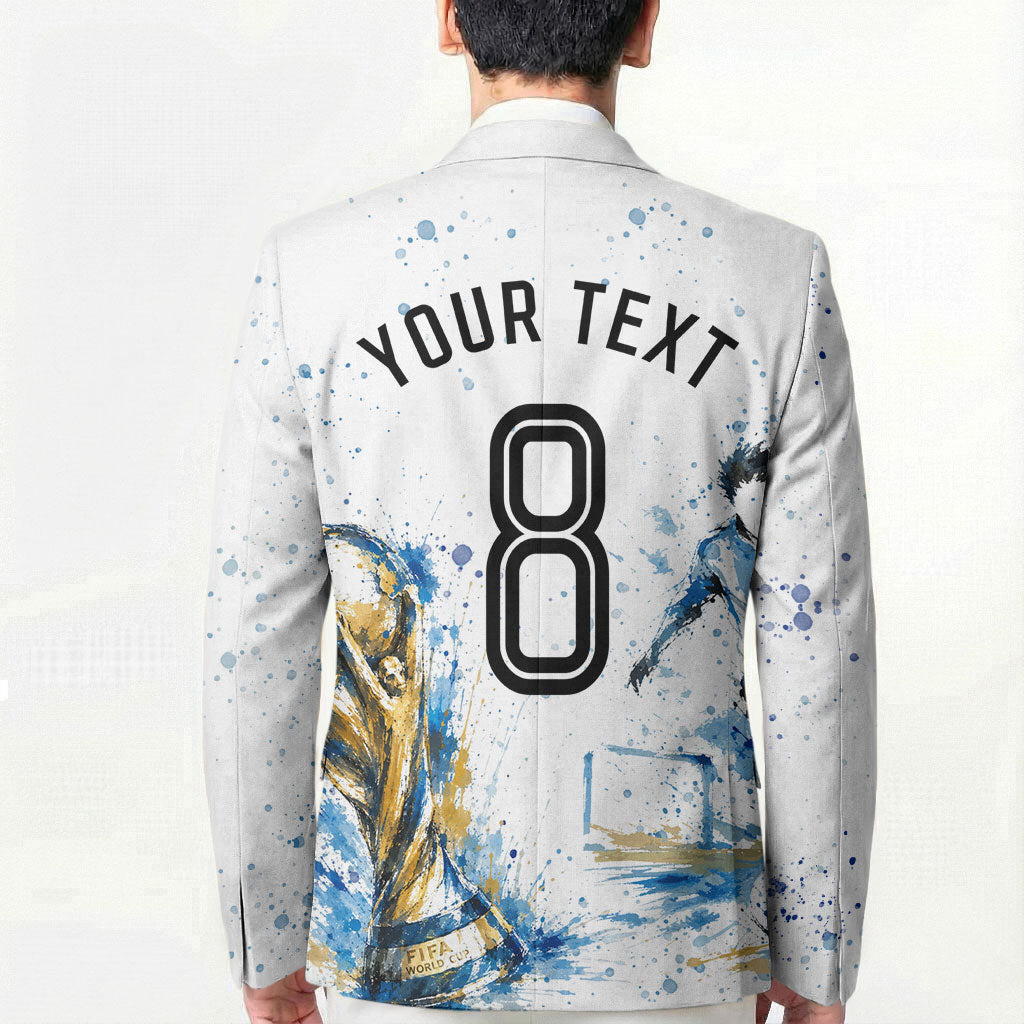 Personalized Argentina Football La Seleccion Blazer Watercolor Splatter World Soccer Art