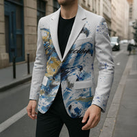 Personalized Argentina Football La Seleccion Blazer Watercolor Splatter World Soccer Art