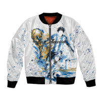 Personalized Argentina Football La Seleccion Bomber Jacket Watercolor Splatter World Soccer Art
