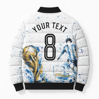 Personalized Argentina Football La Seleccion Bomber Puffer Jacket Watercolor Splatter World Soccer Art
