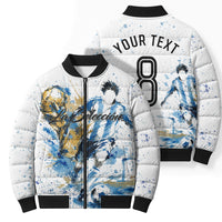 Personalized Argentina Football La Seleccion Bomber Puffer Jacket Watercolor Splatter World Soccer Art