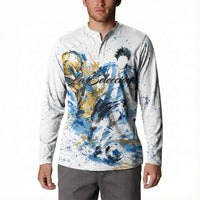 Personalized Argentina Football La Seleccion Button Sweatshirt Watercolor Splatter World Soccer Art