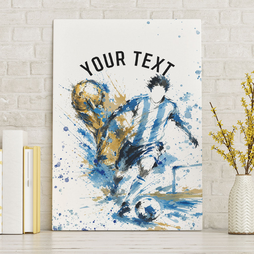 Personalized Argentina Football La Seleccion Canvas Wall Art Watercolor Splatter World Soccer Art
