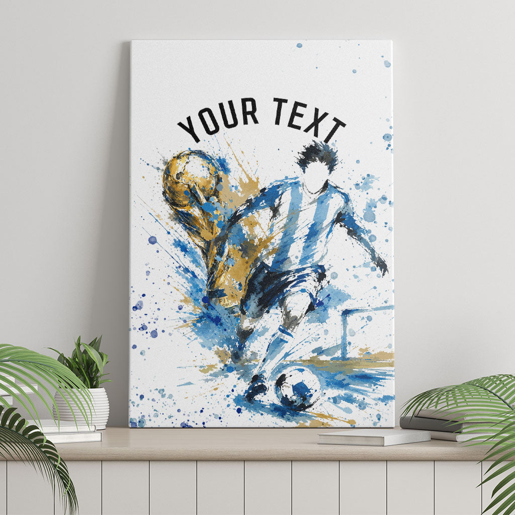 Personalized Argentina Football La Seleccion Canvas Wall Art Watercolor Splatter World Soccer Art