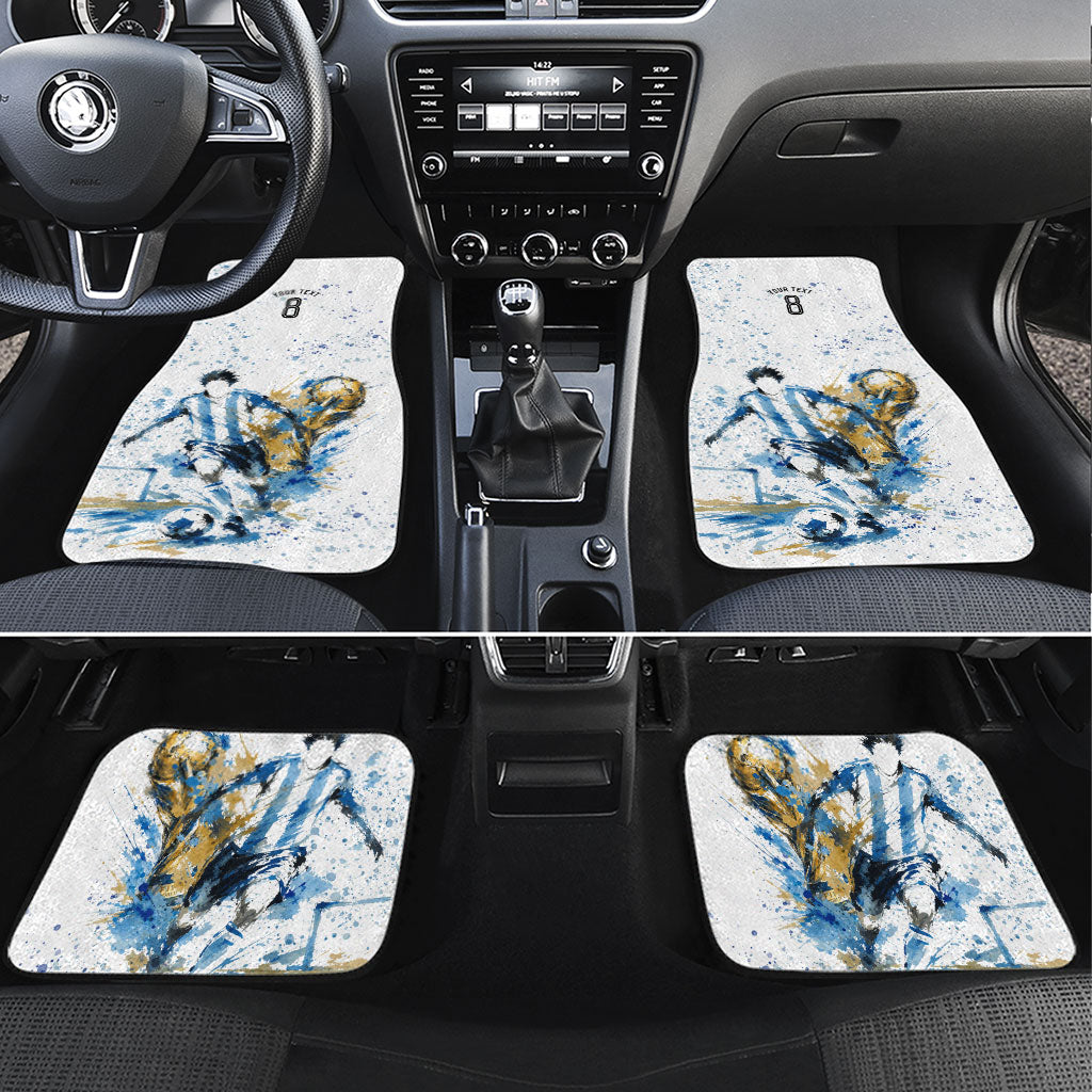 Personalized Argentina Football La Seleccion Car Mats Watercolor Splatter World Soccer Art