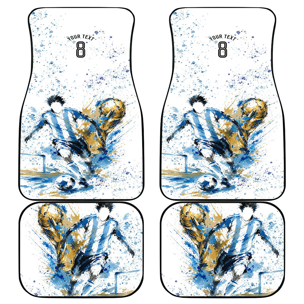 Personalized Argentina Football La Seleccion Car Mats Watercolor Splatter World Soccer Art