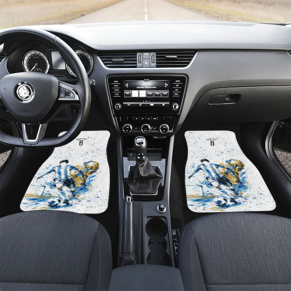 Personalized Argentina Football La Seleccion Car Mats Watercolor Splatter World Soccer Art