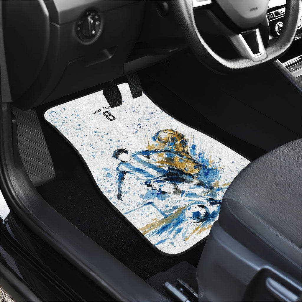 Personalized Argentina Football La Seleccion Car Mats Watercolor Splatter World Soccer Art