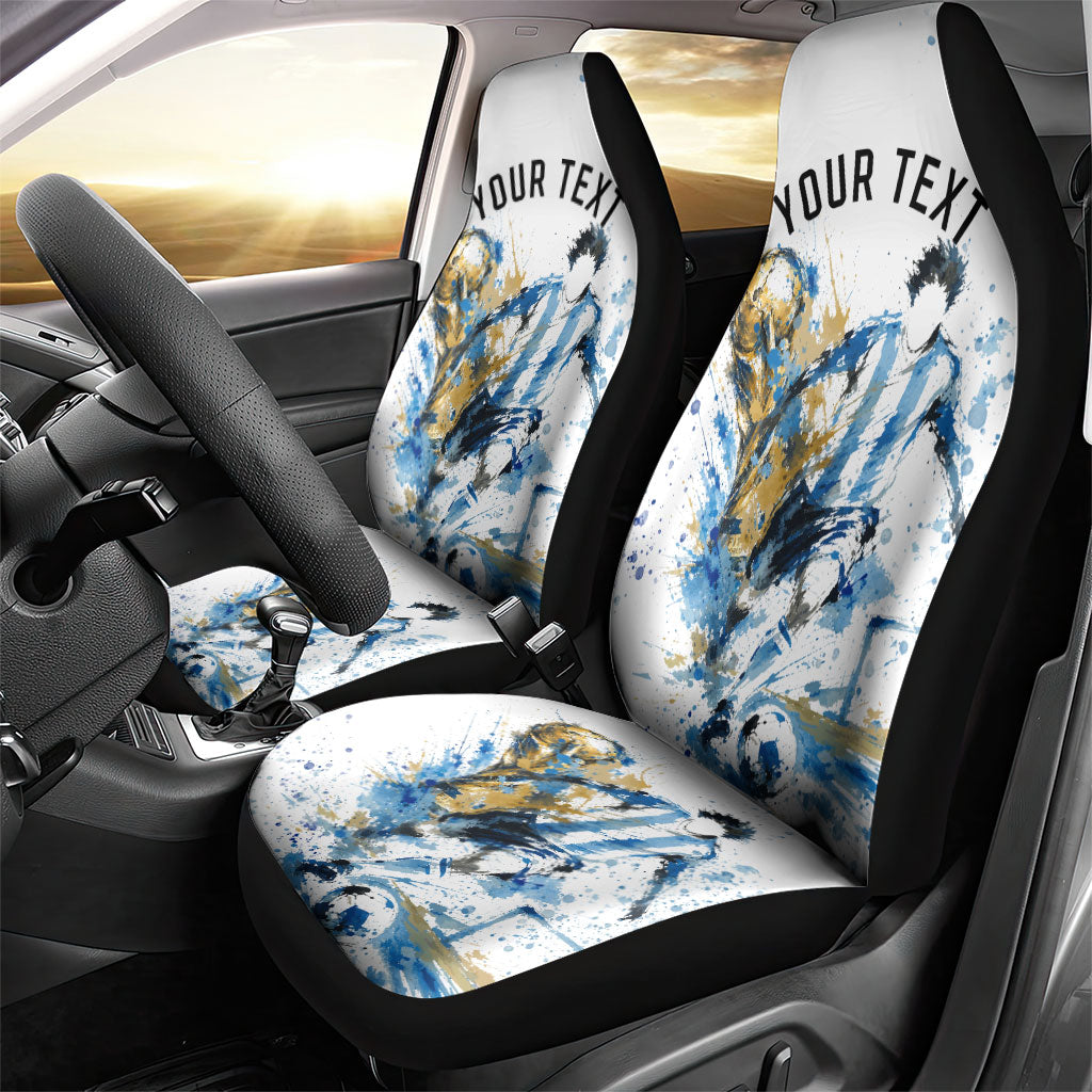Personalized Argentina Football La Seleccion Car Seat Cover Watercolor Splatter World Soccer Art