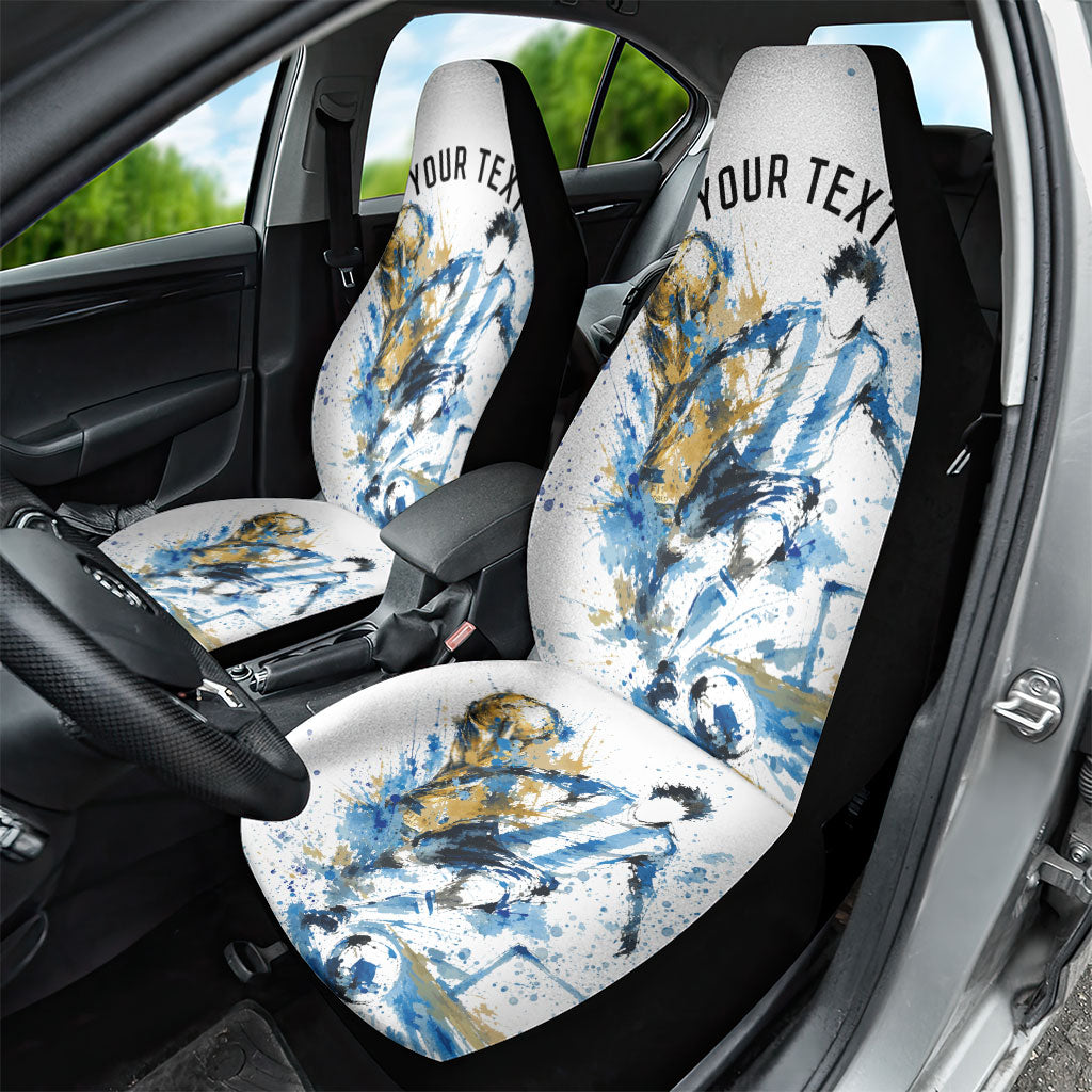 Personalized Argentina Football La Seleccion Car Seat Cover Watercolor Splatter World Soccer Art