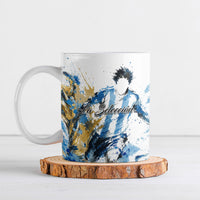 Personalized Argentina Football La Seleccion Ceramic Mug Watercolor Splatter World Soccer Art