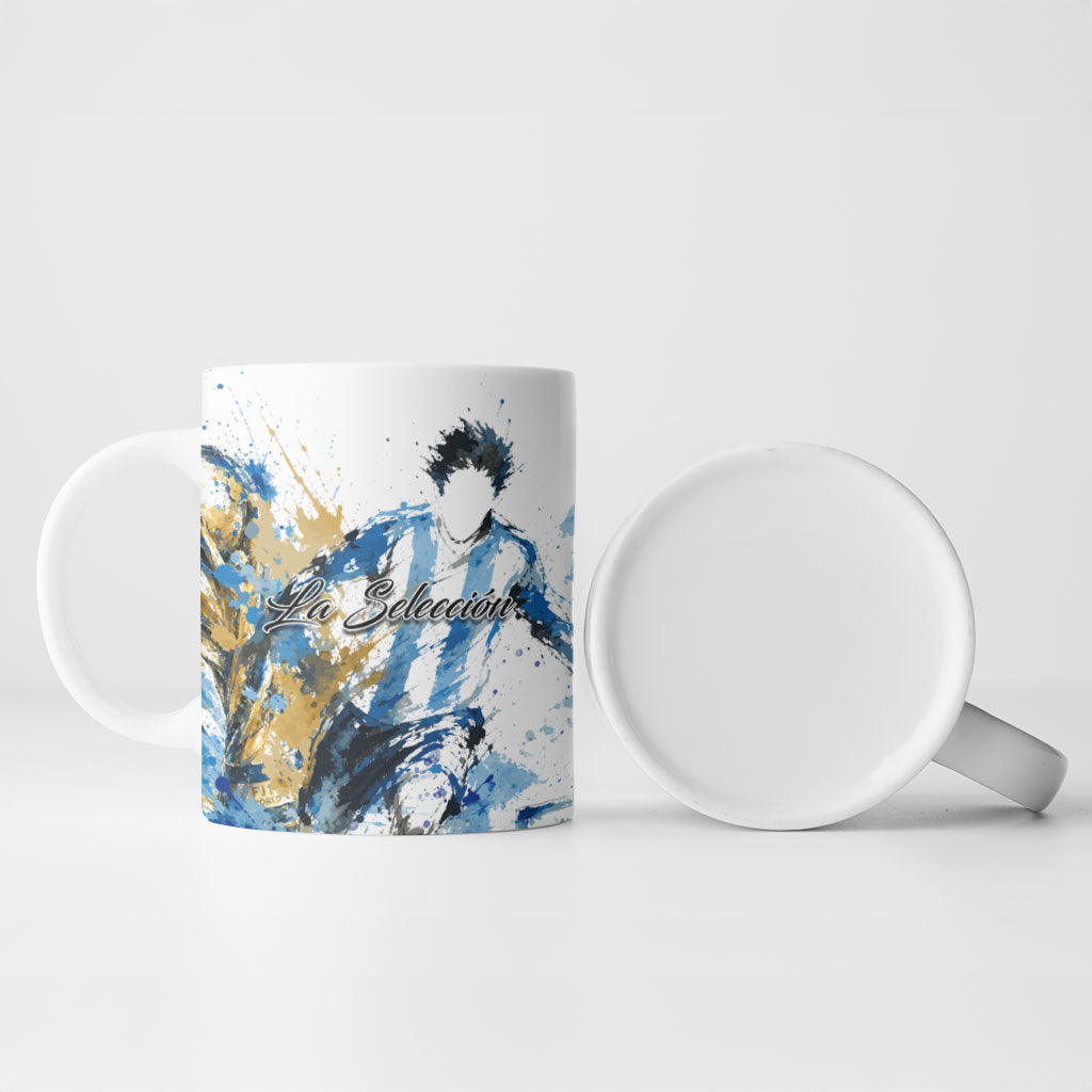 Personalized Argentina Football La Seleccion Ceramic Mug Watercolor Splatter World Soccer Art