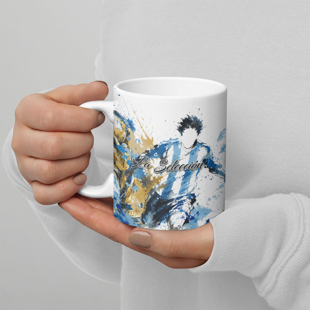 Personalized Argentina Football La Seleccion Ceramic Mug Watercolor Splatter World Soccer Art