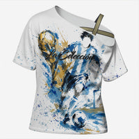 Personalized Argentina Football La Seleccion Cross Shoulder Shirt Watercolor Splatter World Soccer Art