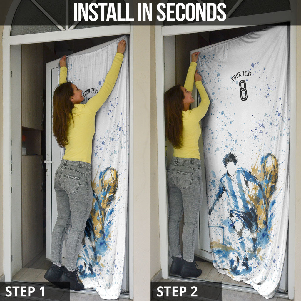 Personalized Argentina Football La Seleccion Door Cover Watercolor Splatter World Soccer Art