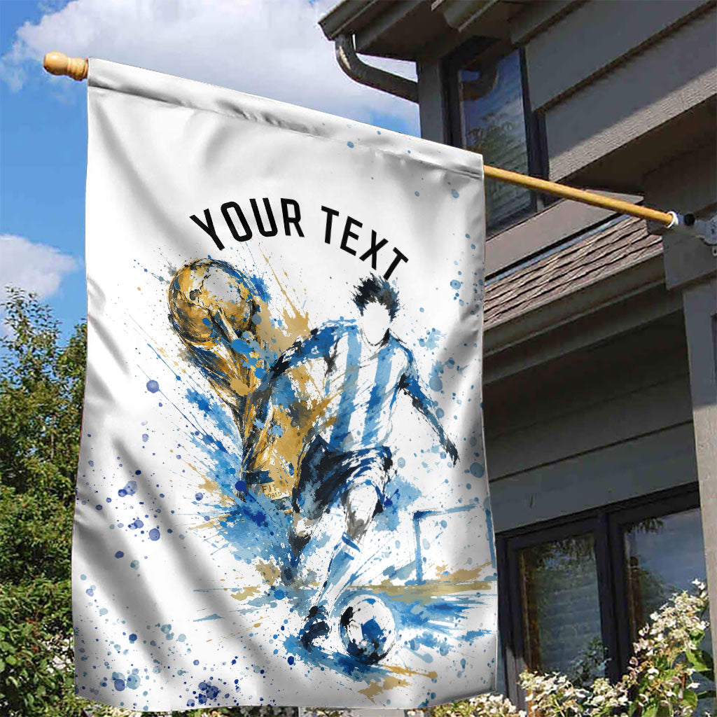 Personalized Argentina Football La Seleccion Garden Flag Watercolor Splatter World Soccer Art