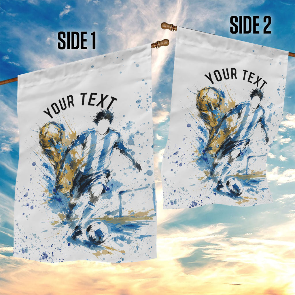Personalized Argentina Football La Seleccion Garden Flag Watercolor Splatter World Soccer Art