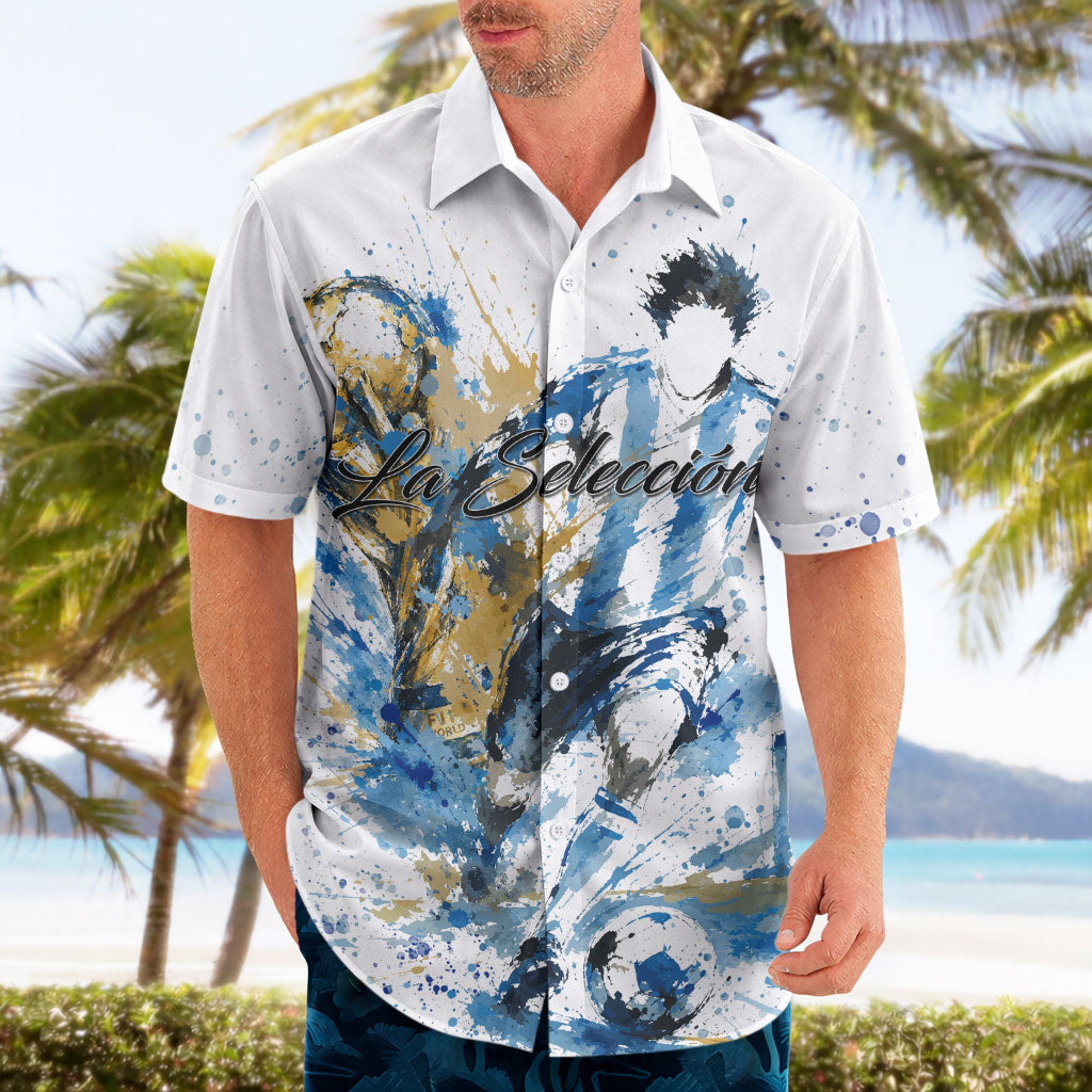 Personalized Argentina Football La Seleccion Hawaiian Shirt Watercolor Splatter World Soccer Art