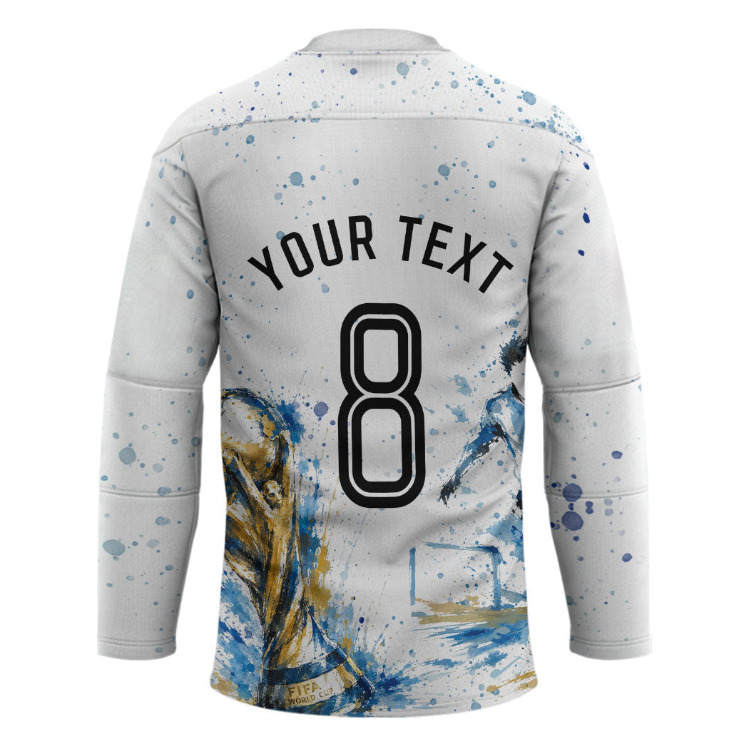 Personalized Argentina Football La Seleccion Hockey Jersey Watercolor Splatter World Soccer Art