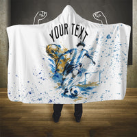 Personalized Argentina Football La Seleccion Hooded Blanket Watercolor Splatter World Soccer Art