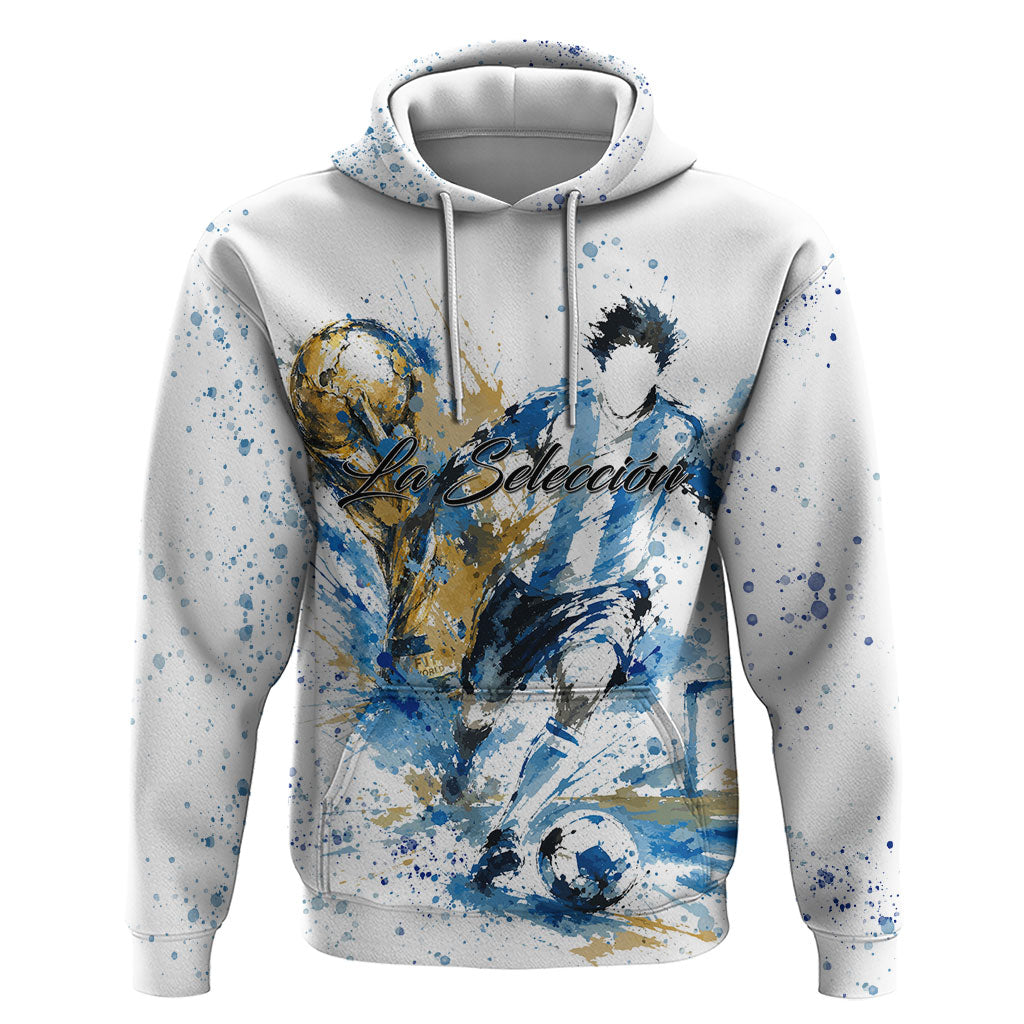 Personalized Argentina Football La Seleccion Hoodie Watercolor Splatter World Soccer Art