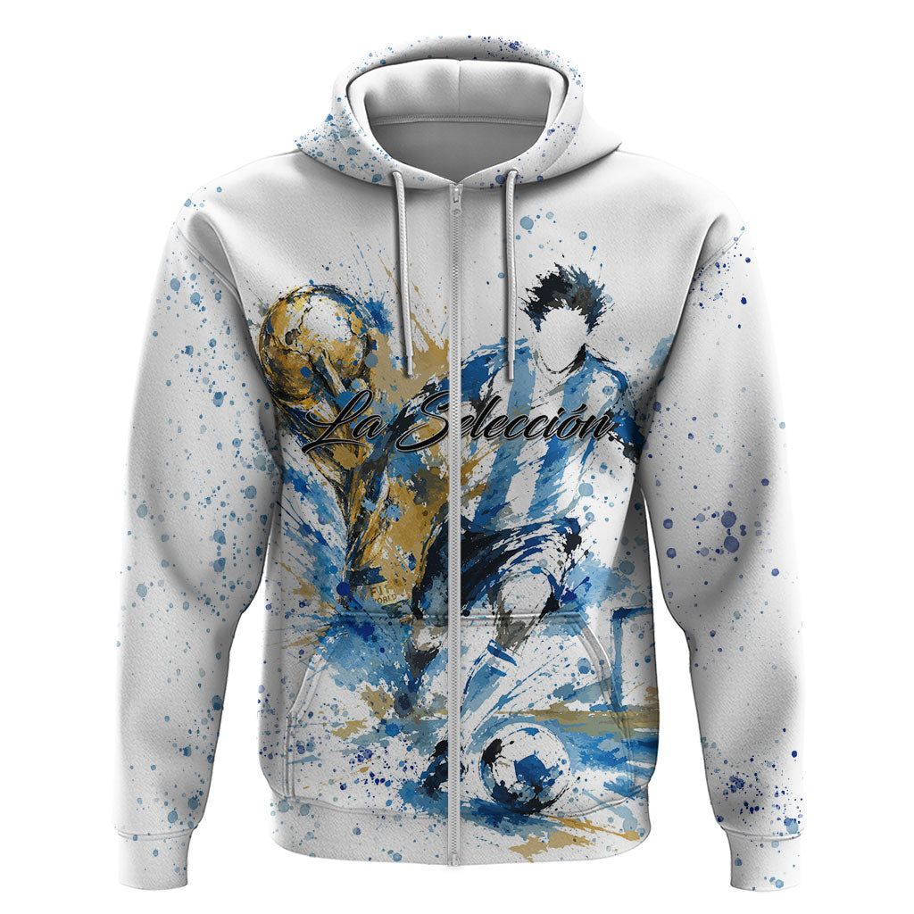 Personalized Argentina Football La Seleccion Hoodie Watercolor Splatter World Soccer Art