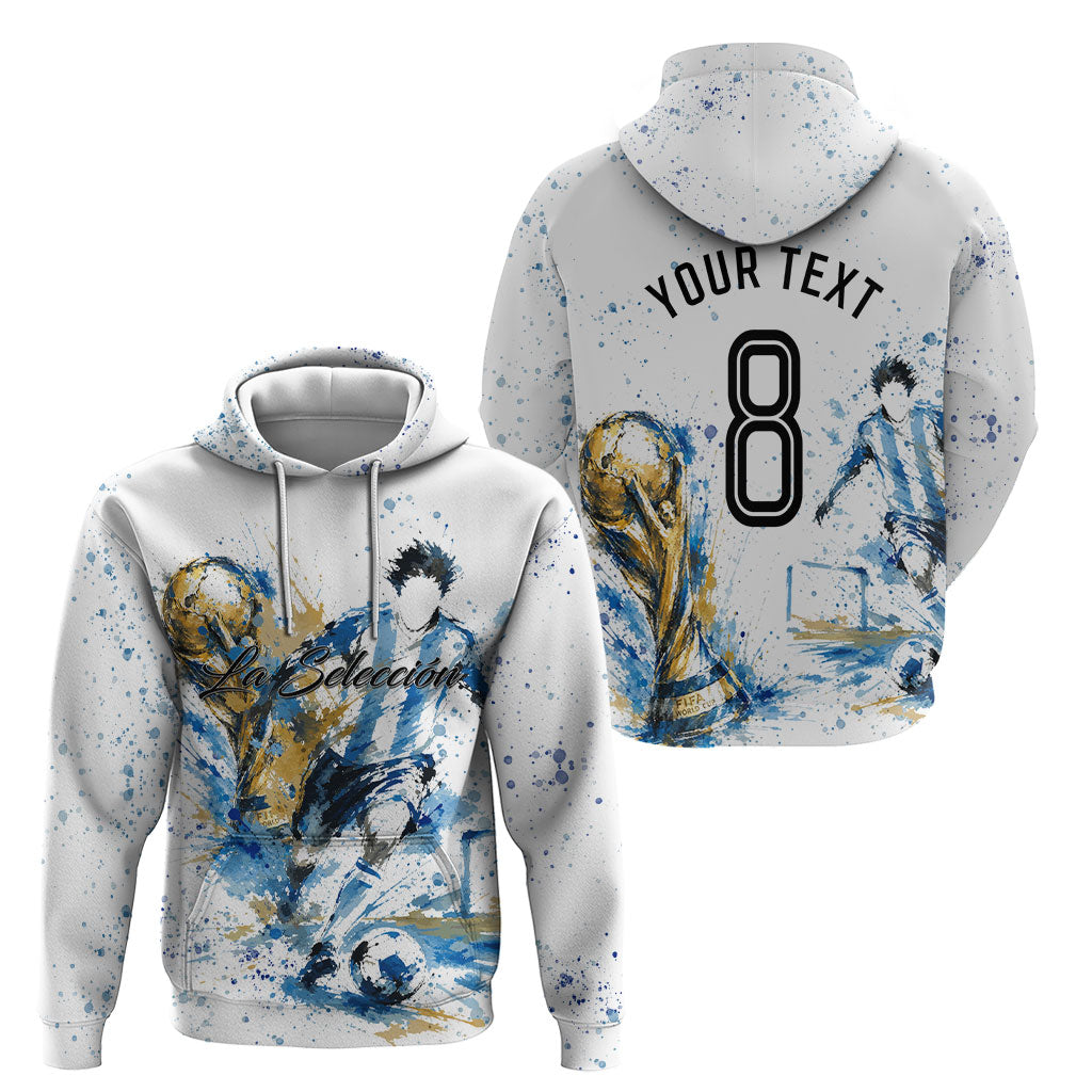 Personalized Argentina Football La Seleccion Hoodie Watercolor Splatter World Soccer Art