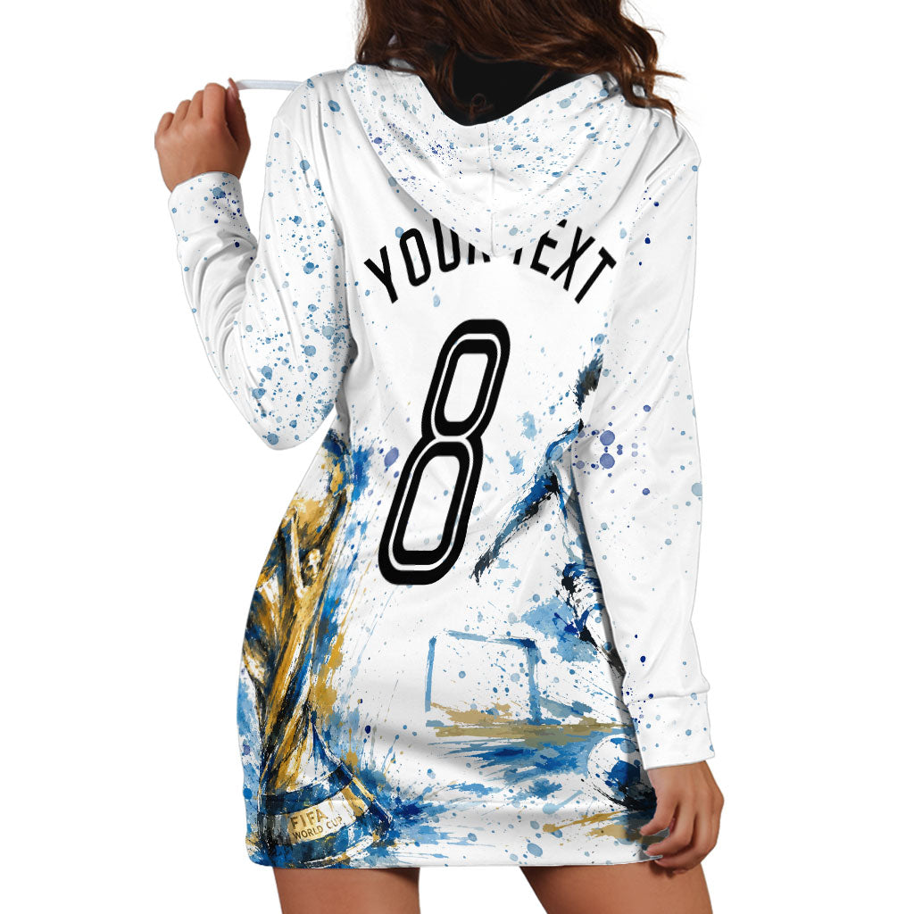 Personalized Argentina Football La Seleccion Hoodie Dress Watercolor Splatter World Soccer Art