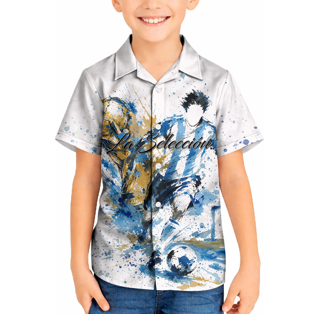 Personalized Argentina Football La Seleccion Kid Hawaiian Shirt Watercolor Splatter World Soccer Art