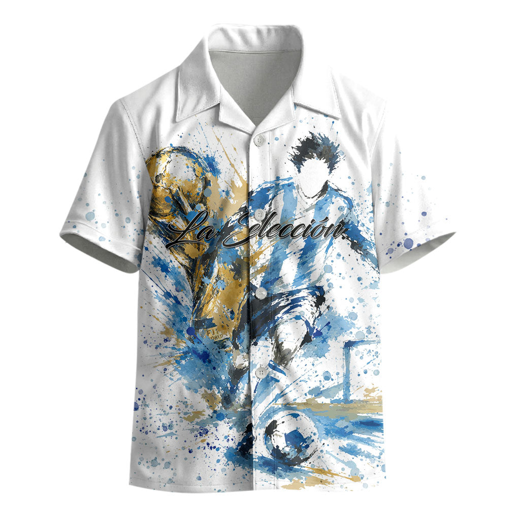 Personalized Argentina Football La Seleccion Kid Hawaiian Shirt Watercolor Splatter World Soccer Art